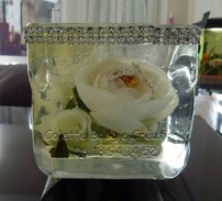 Photo bougie gel décorative  Roses et Strass